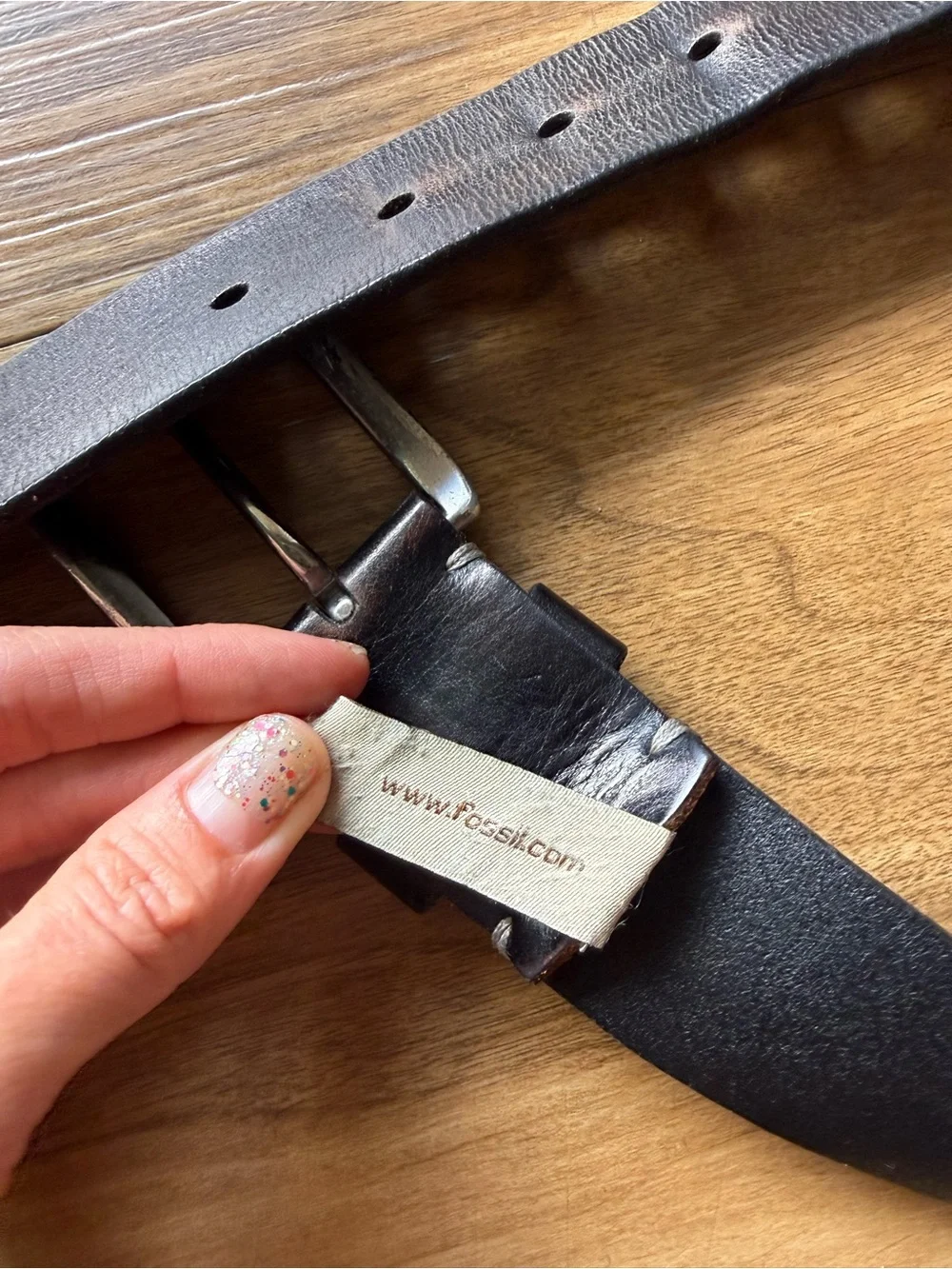 Fossil Genuine Leather Belt Size 32 Dark Brown Gunmetal Buckle